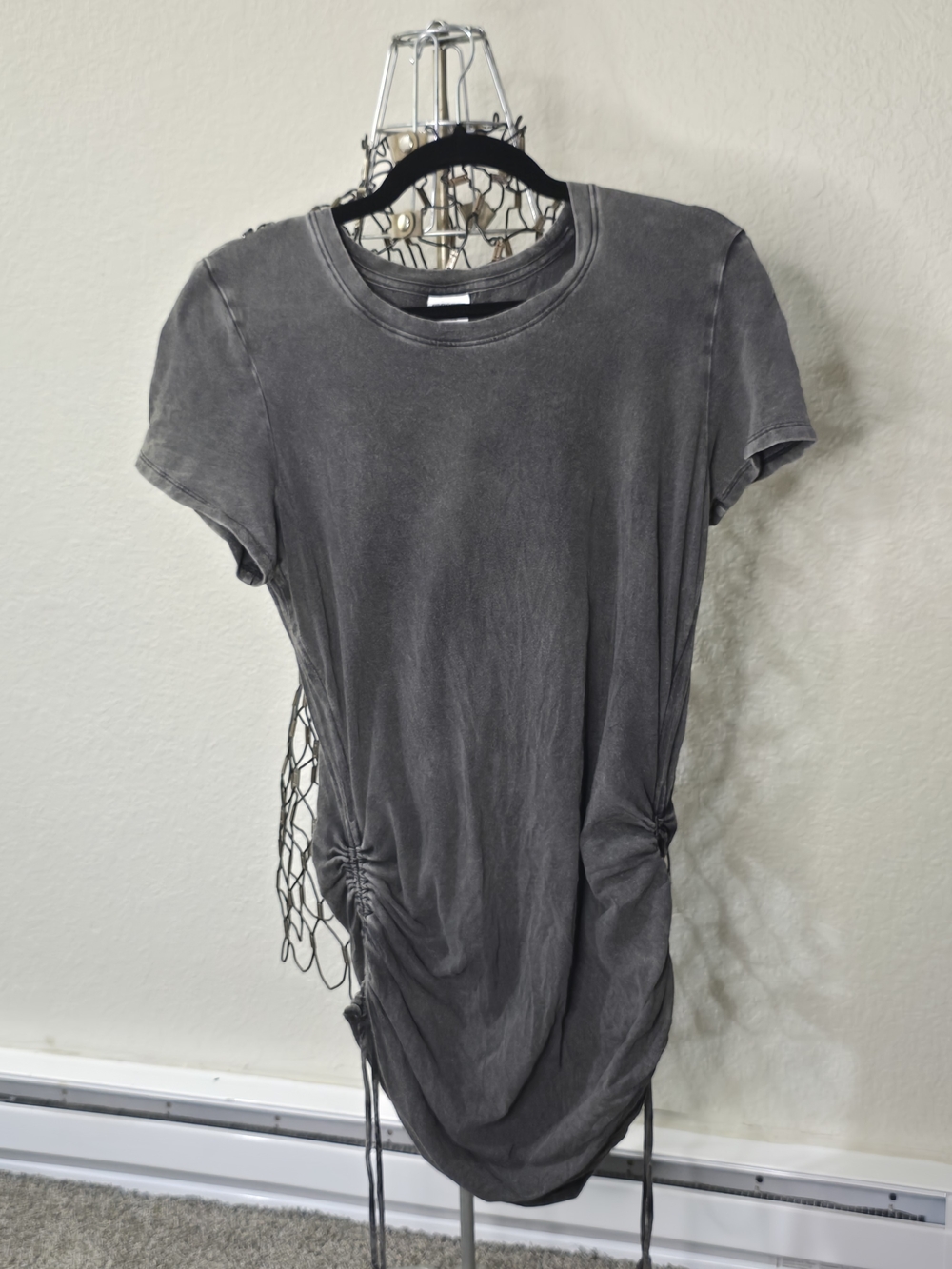 PINK Victoria's Secret Charcoal Ruched Tee Midi Dress